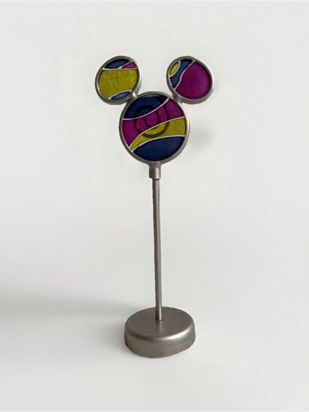Disney Parks Mickey Mouse Stained Glass Photo Memo Holder Clip VTG Desk Decor